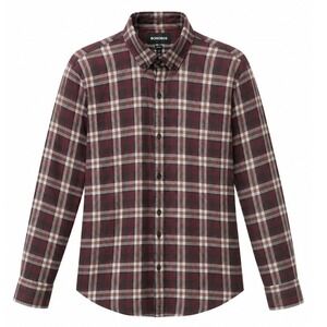 Bonobos Flannel Button Down Mens L Burgundy Plaid Slim Fit Long Sleeve Shirt